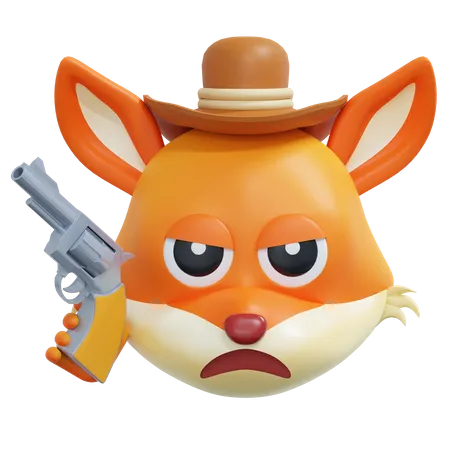 Cowboy Fox Emoticon 3 D Icon Illustration 3D Icon
