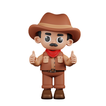 Cowboy Giving A Thumb Up  3D Icon
