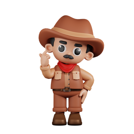 Cowboy Giving Mini Love  3D Illustration