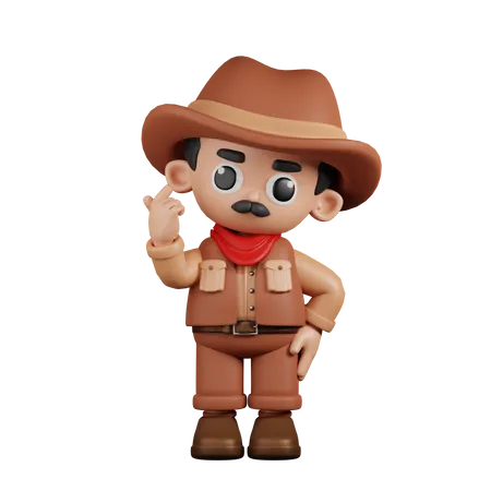 Cowboy Giving Mini Love  3D Illustration