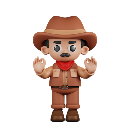 Cowboy Giving Ok Hand Gesture  3D Icon