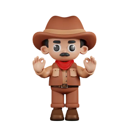 Cowboy Giving Ok Hand Gesture  3D Illustration