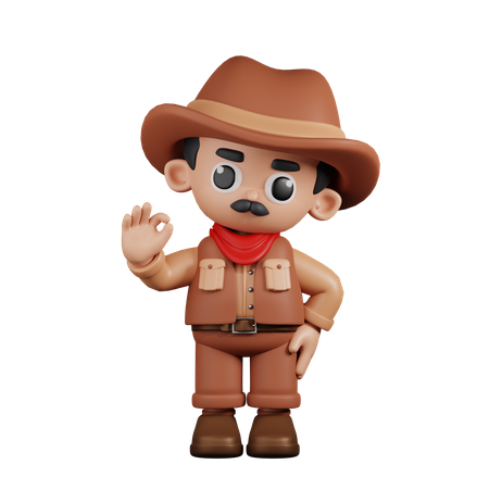 Cowboy Giving Ok Sign  3D Icon