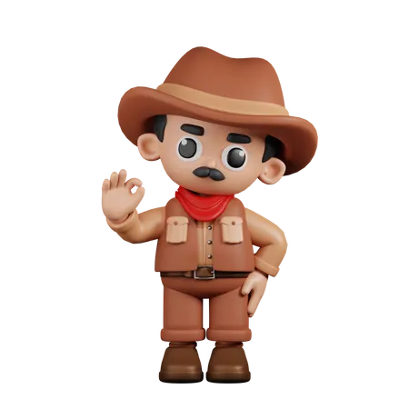 Cowboy Giving Ok Sign  3D Illustration