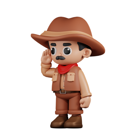 Cowboy Giving Salute  3D Icon