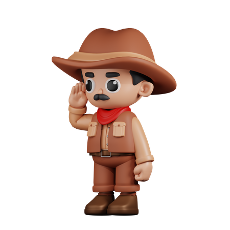 Cowboy Giving Salute  3D Illustration