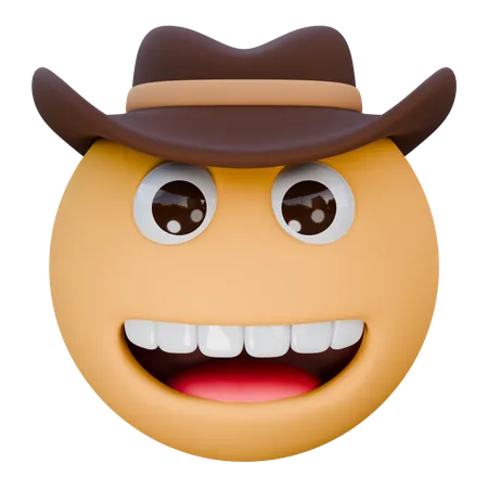 Cowboy hat face  3D Icon