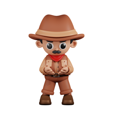 Cowboy Holding Something  3D Illustration