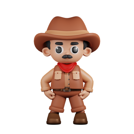 Cowboy In Hero Stance  3D Illustration