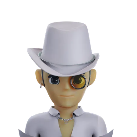 Business Man Wearing White Hat 3 D Avatar 3D Icon
