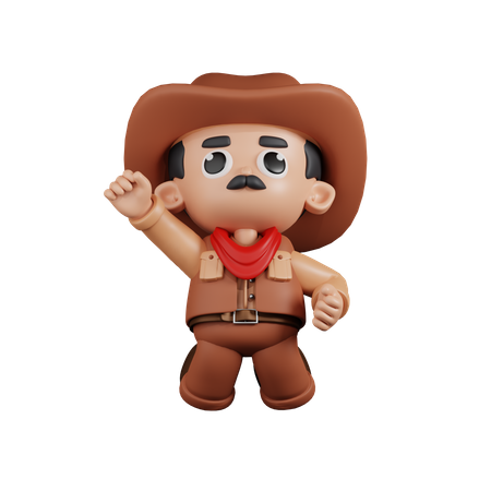 Cowboy Jumping In Air  3D Icon