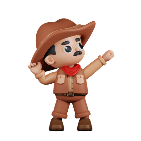 Cowboy Looking Victorious  3D Icon
