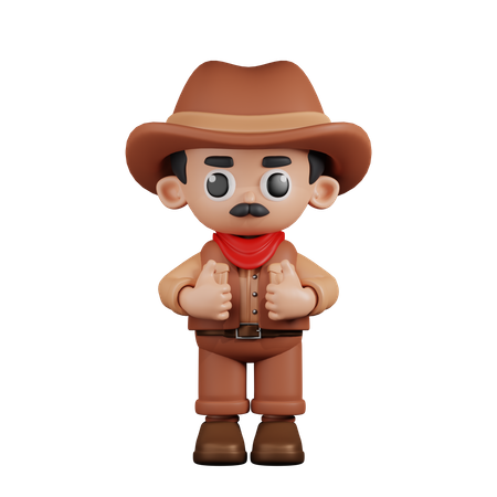 Cowboy mostrando os polegares para cima  3D Illustration