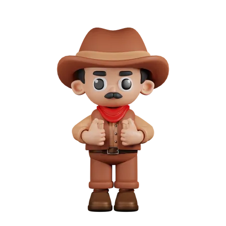 Cowboy mostrando os polegares para cima  3D Illustration