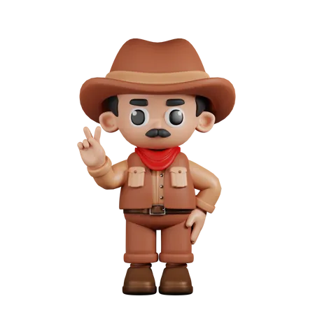 Cowboy mostrando sinal de paz  3D Illustration