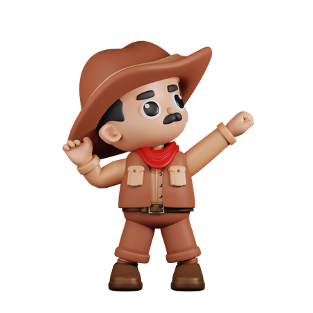 Cowboy parecendo vitorioso  3D Illustration