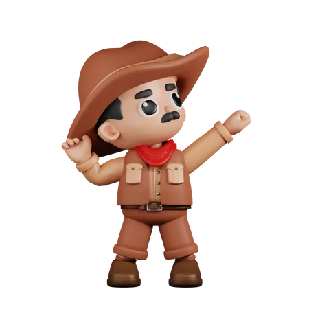 Cowboy parecendo vitorioso  3D Illustration