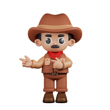 Cowboy pointant du doigt la direction  3D Illustration