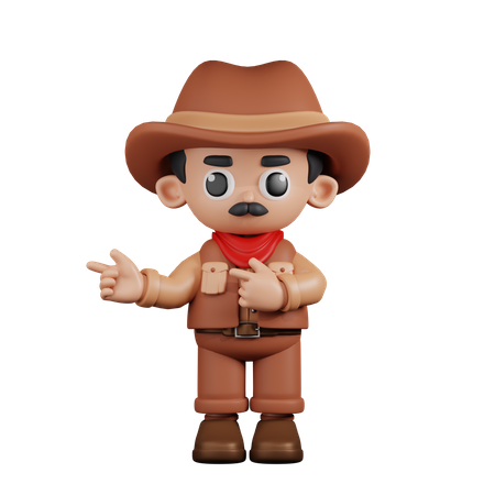 Cowboy Pointing Fingers In Direction  3D Illustration