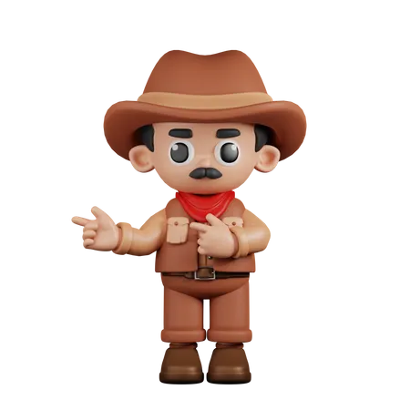 Cowboy Pointing Fingers In Direction  3D Illustration