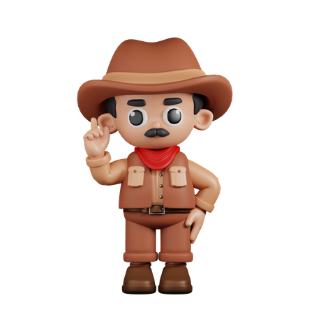 Cowboy Pointing Up  3D Icon