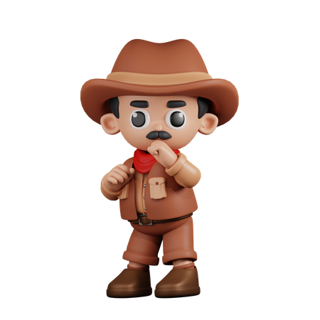 Cowboy Ready To Fight  3D Illustration