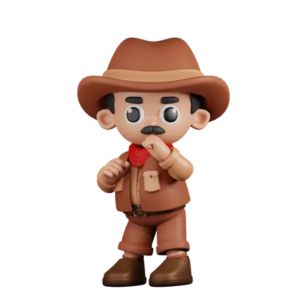 Cowboy Ready To Fight  3D Illustration
