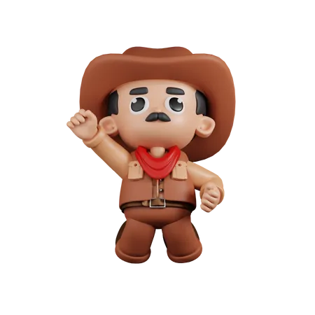 Cowboy sautant dans les airs  3D Illustration