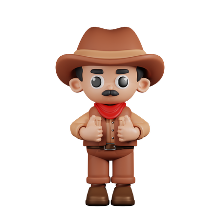 Cowboy Showing Thumbs Up  3D Illustration