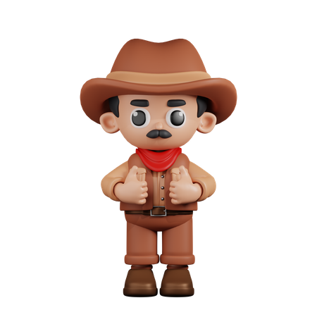 Cowboy Showing Thumbs Up  3D Illustration