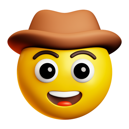 Cowboy sorridente com chapéu marrom  3D Icon