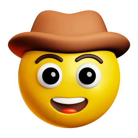 Cowboy sorridente com chapéu marrom  3D Icon