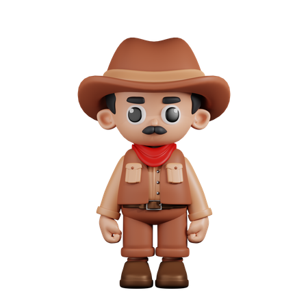 Cowboy Standing  3D Illustration