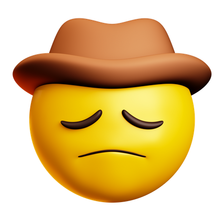 Cowboy triste com chapéu marrom  3D Icon