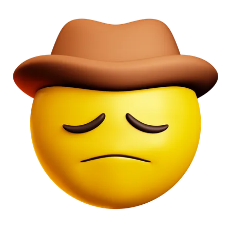 Cowboy triste com chapéu marrom  3D Icon