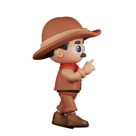 Cowboy With Touch  3D Illustration