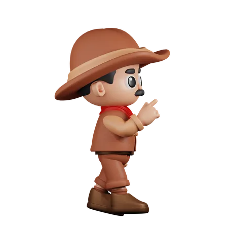 Cowboy With Touch  3D Illustration