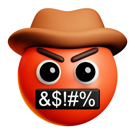 Cowboy irritado com chapéu marrom e dizer palavras duras  3D Icon