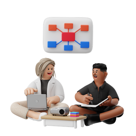 Coworkers Doing Brainstorming Together  3D Illustration