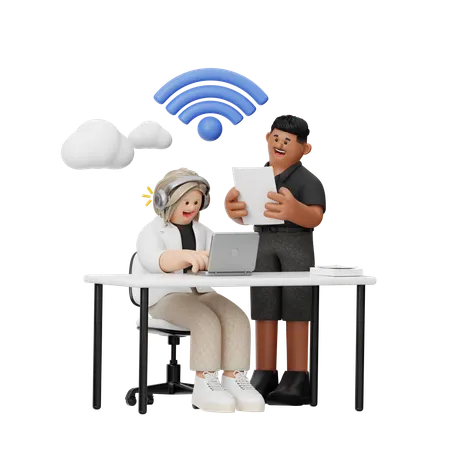 Coworkers Doing Online Meeting  3D Illustration