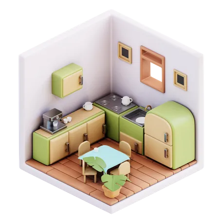 Cozinha Com Ilustracao 3 D 3D Illustration
