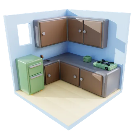 Cozinha Com Ilustracao 3 D 3D Icon