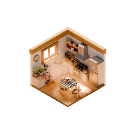 Interior da cozinha  3D Icon