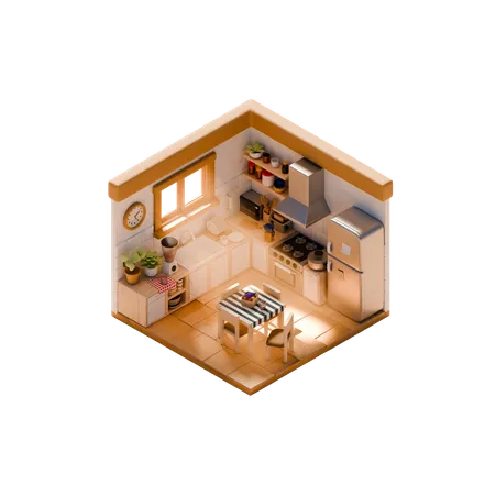 Interior da cozinha  3D Icon