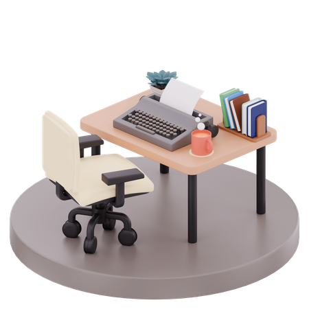 Cozy Creative Writer Desk  3D Illustration