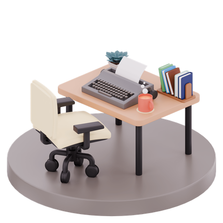 Cozy Creative Writer Desk  3D Illustration