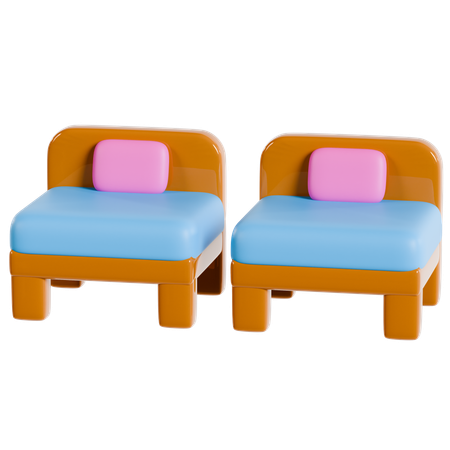 Cozy Double Bed Hotel Room  3D Icon