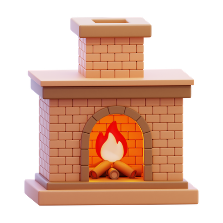 Cozy Fireplace Winter  3D Icon