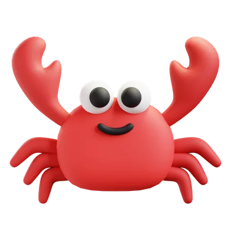 Smiling Red Crab 3D Icon
