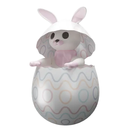 Crack egg with rabbit inside  3D Icon